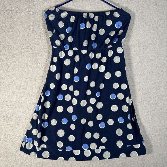 Banana Republic Mini Tube Dress Womens 0 Navy Polka Dot Y2K Ruffle Empire Waist - Picture 9 of 10